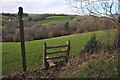 Stile and footpath in Llangybi Community