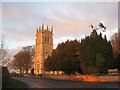 All Saints, Hawton reflecting the setting sun in NG24 3RW