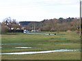 Waterlogged village green at North Gorley in SP6 2PS