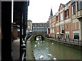 Looking along the River Witham towards High Street in LN5 7ET