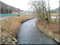 Abercarn : Ebbw River upstream from footbridge in NP11 4TF