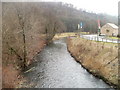 Abercarn : Ebbw  River downstream from footbridge in NP11 4TF