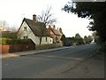 Thatched cottages along the A1101 in Hengrave in IP28 6LZ