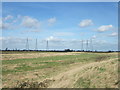 Distant pylons crossing the River Nene in PE13 5PR