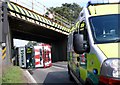 Road Accident at Lydford Railway Bridge But It's Not Serious. in TA11 7HE