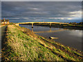 Saltney Ferry footbridge and a sunken boat in Saltney Community