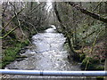 The river Clywedog from a footbridge in LL15 2DD