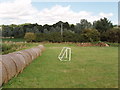 Straw bales surround a football pitch, Polstead in CO6 5AG
