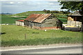 Barns and sheep at Blewbury Barn seen across the A417 in OX11 9EU
