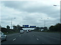 M62 eastbound approaching the M6 interchange in WA2 9UD