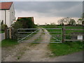 Gated farm track, Elvington in YO41 4BE