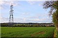 Power lines over the field in OX44 9AP