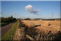 Swailend Farm and pylons at harvest time in AB56 5UL