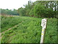 Directional sign on the footpath from Kitnocks Hill to Silford Copse in SO30 2BQ