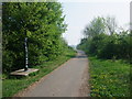 Cycle Route 64 milepost on the Nottingham-Lincolnshire border in LN6 4RY