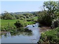 The River Stour, looking downstream from the Hayward Bridge, Shillingstone in DT11 8DZ