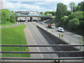 Springburn Road north from M8 bridge in G21 2JA