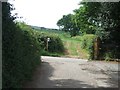 Junction of bridlepath from Holcombe Barton in EX11 1PL