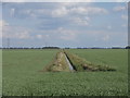 Drain and distant wind farm in PE11 3JJ