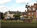 Glemsford's village sign and the 'Cherry Tree' pub in CO10 7PH