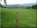 Old waymarker post on the footpath near Pen-y-crug in LD3 9UA