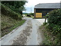 Buddington Lane passing barn at Buddington Farm in GU29 0QW
