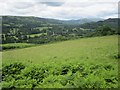 Pasture land above the Usk, looking towards Glanusk in NP8 1DL