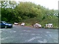 Blocked road, Clwyd Retail Park in LL18 2PB