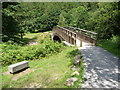 Wooden footbridge over the River Afan / Afon Afan in SA12 9SP