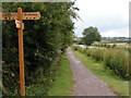 Canal path and sign on the Kennet and Avon canal in BA14 6LQ