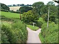 Road fork on Rode Moors in EX5 4LR