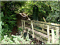 Steps and bridge over Linacre Brook in S42 7JF