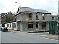 Scaffolding on the Vaughan Arms, Resolven in SA11 4LS