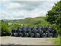 Hay bales  and hillside near Ysbyty Cynfyn, Ceredigion in SY23 3JR