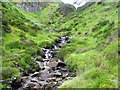 Upstream in the course of tributary to Allt Crioch in Loch Ard Forest  in FK8 3XJ