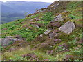 Small rock cleft just west of the 'quarry' north of Beinn Bhreac in FK8 3XJ