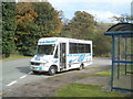 Globe Coaches bus at Taf Fechan Houses bus terminus, Pontsticill in CF48 2UG