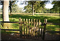 Gate to a footpath to Parliament Farm in GU6 7QU