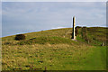 Barrow, obelisk and bridleway, Ballard Down, Purbeck in BH19 3AE