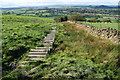 Stepped duckboards on the Pennine Way in BD23 3AT