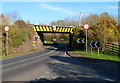 Railway bridge over a tight bend in the A48, Broadoak in GL14 1JL