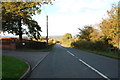 Downhill on Highwood Road towards Uttoxeter in ST14 8BH