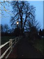 St Mary, Abbotts Ann: the path to the rectory at twilight in SP11 7NN