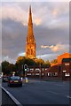 Looking up Church Street towards St Elphin's Church in Warrington