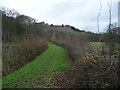 Raised embankment walkway in the valley of the River Vyrnwy near Pontrobert in SY22 6JW