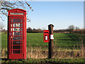 Long Meadow: telephone and post boxes in CB25 9EZ