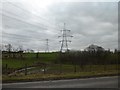 Pylons pass through countryside in Gartcosh