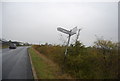 Leaning signpost, Thornden Wood Rd in CT6 7NX