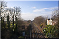 The line west from Stoney Lane railway bridge in L35 9LG