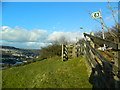 Footpath sign and gate, Llantrisant Rd, Pen-y-rhiw in CF37 1PQ